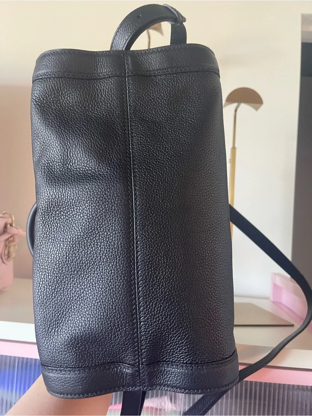 Alexander McQueen Black Leather Satchel with Gold Skull Charm